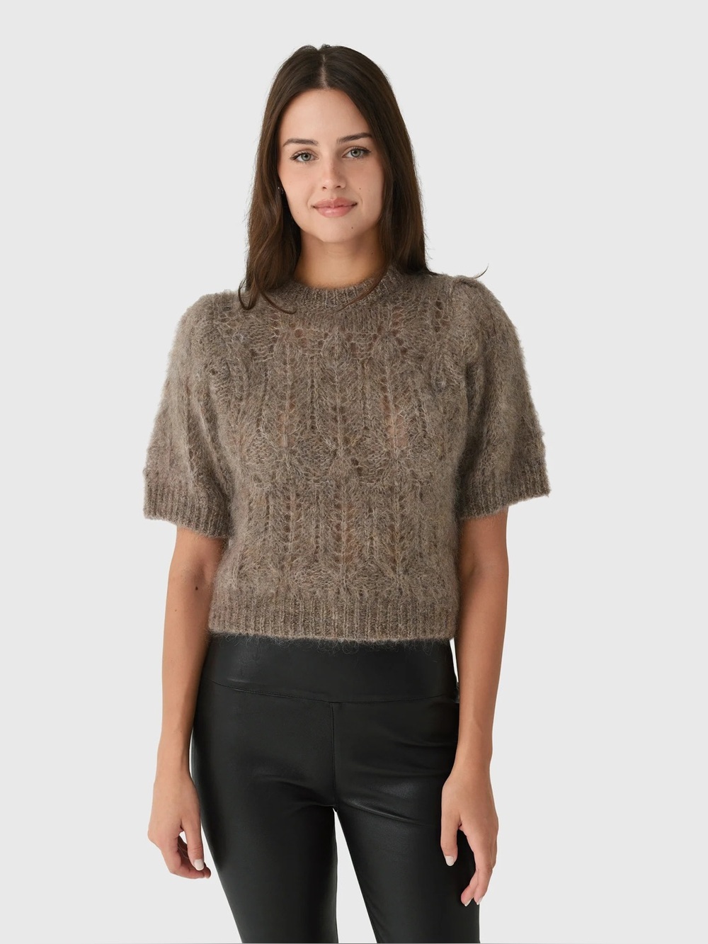 NEW CITIZENS OF HUMANITY Mohair odette puff sleeve sweater in mushroom Sz Small